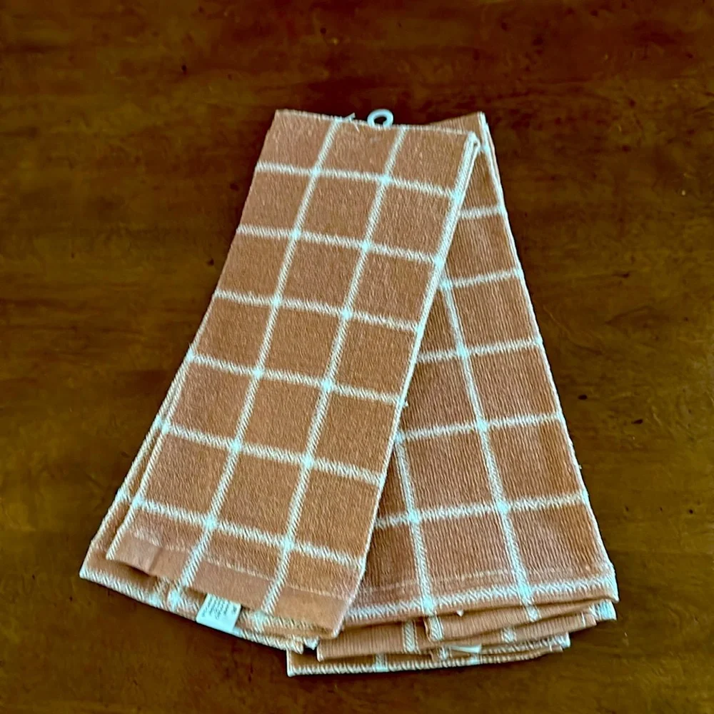 3 pack tan brown checkered kitchen towels